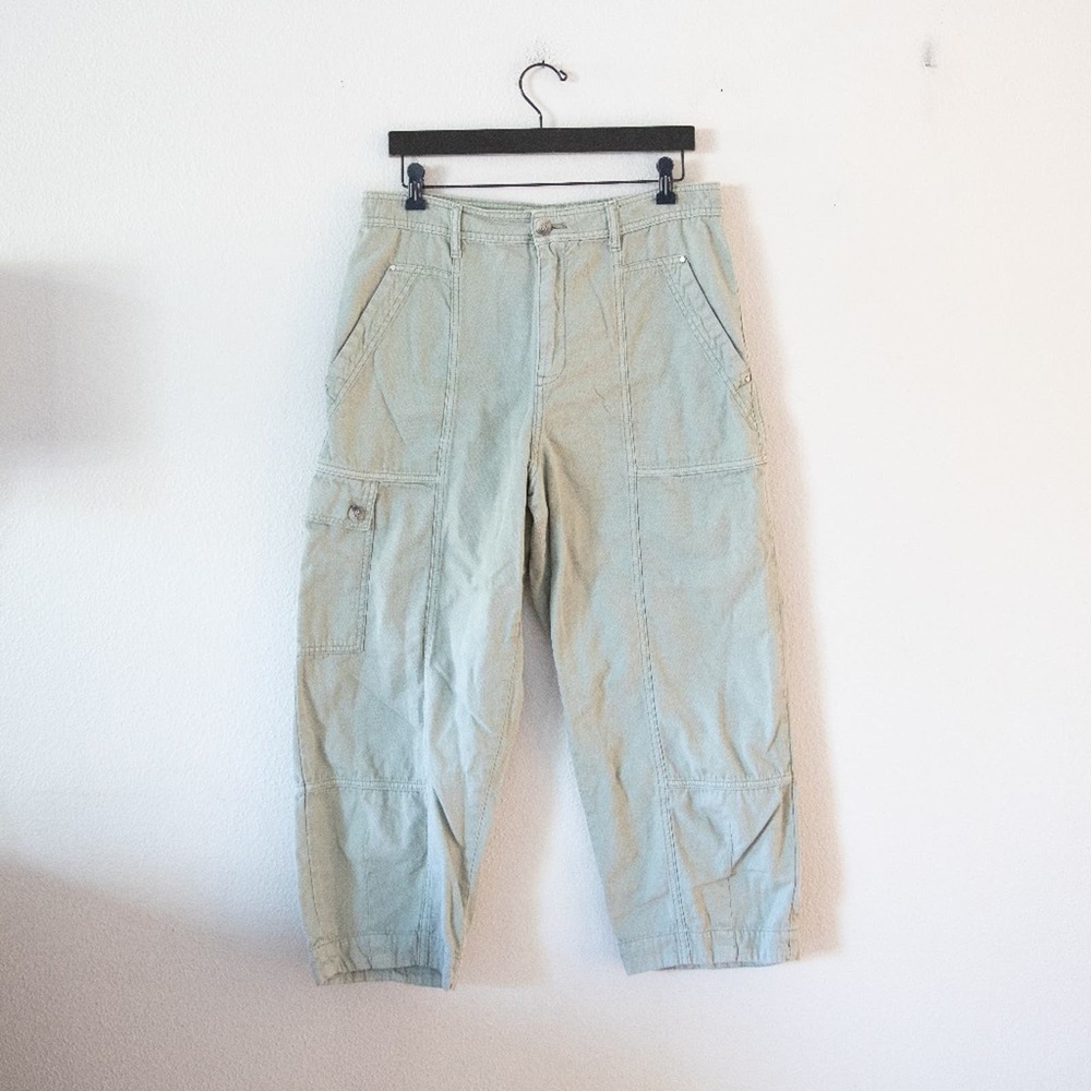 Anthropologie Cargo Green Wide Leg Pant